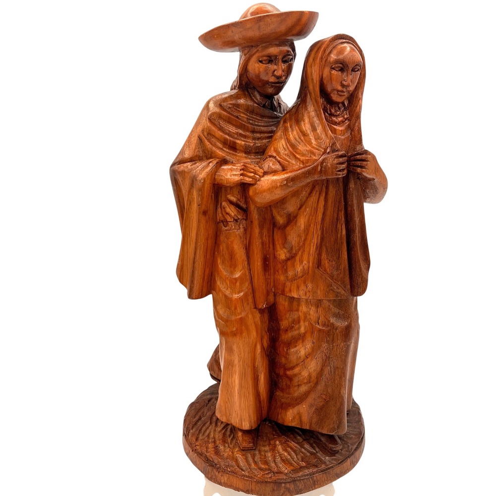Vintage South American hand carved wood  SCULPTURE  Folk‎ Art Man and Woman